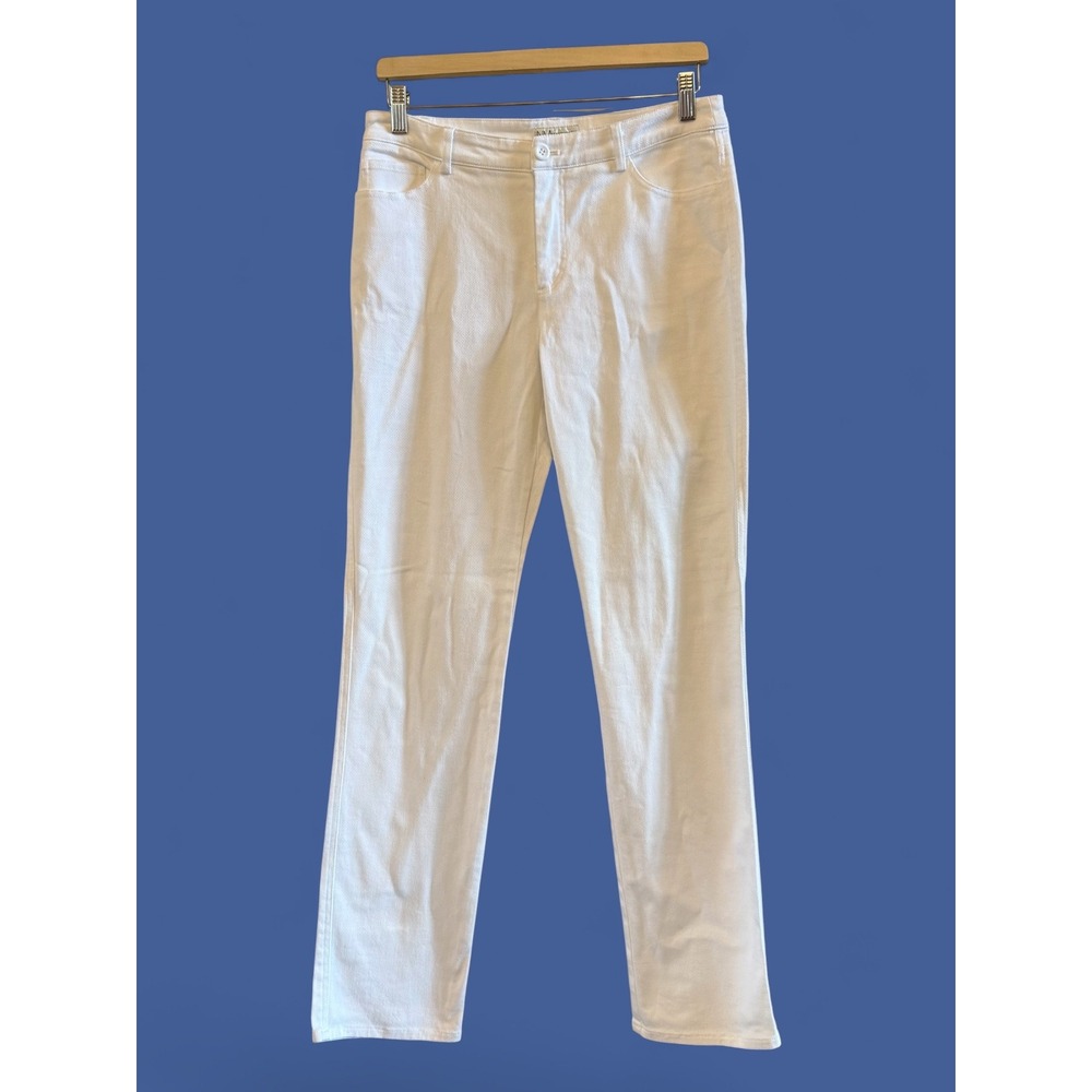 Neiman Marcus Womens White Straight Leg Denim Jeans Stretch Pants Size 4 Solid